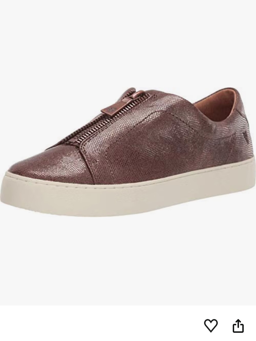 Frye Lena Zip Low Sneakers Bronze Metallic Textured Leather Slip-On Women’s 8.5